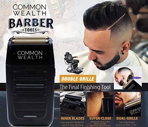 Common Wealth Professioneller Rasierer – Kabelloser Gold-Foil-Rasierer für Bartkonturen, Nackenlinien & Tapered Fades – Hypoallergen & Sanft (CWPS26)