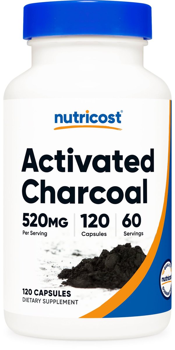 Nutricost Aktivkohle 520mg, 120 Kapseln – Hochwertiges Pulver, Non-GMO & Glutenfrei