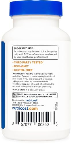 Nutricost Aktivkohle 520mg, 120 Kapseln – Hochwertiges Pulver, Non-GMO & Glutenfrei