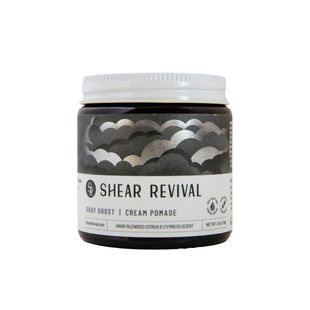 Shear Revival Gray Ghost Cream Pomade – Vegane, starke Haarpomade für Männer & Frauen – Natürlicher bis matter Glanz – Für alle Haartypen – 100 % natürliche Inhaltsstoffe – Zitrus- & Zypressenduft – 100 ml