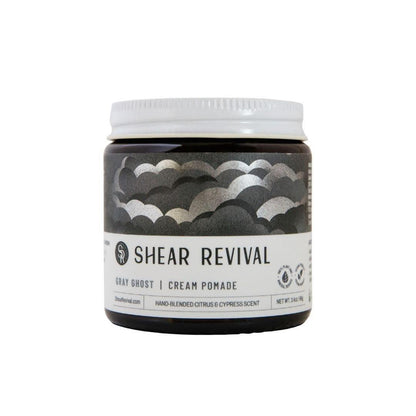 Shear Revival Gray Ghost Cream Pomade – Vegane, starke Haarpomade für Männer & Frauen – Natürlicher bis matter Glanz – Für alle Haartypen – 100 % natürliche Inhaltsstoffe – Zitrus- & Zypressenduft – 100 ml