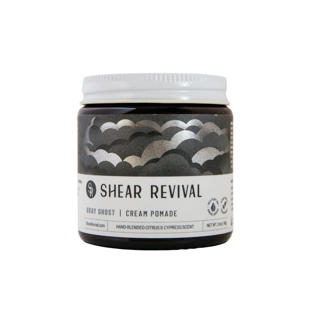 Shear Revival Gray Ghost Cream Pomade – Vegane, starke Haarpomade für Männer & Frauen – Natürlicher bis matter Glanz – Für alle Haartypen – 100 % natürliche Inhaltsstoffe – Zitrus- & Zypressenduft – 100 ml