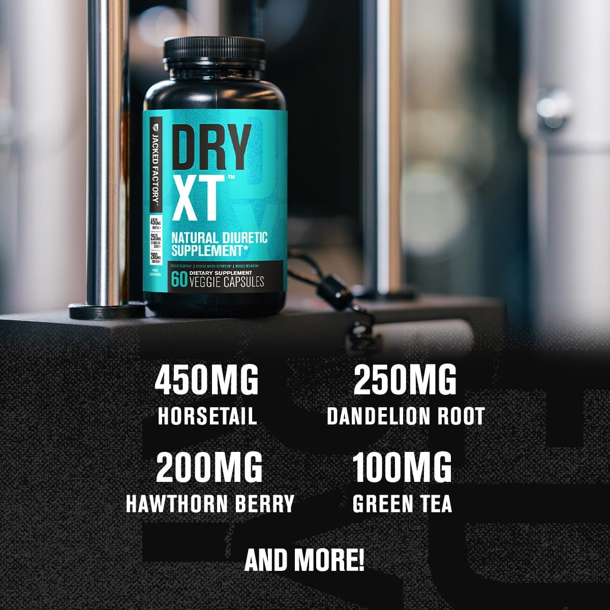 Jacked Factory Dry-XT Diuretikum Wasserpillen - Natürliches Nahrungsergänzungsmittel | Reduziert Wassereinlagerungen & Blähungen | Löwenzahnwurzelextrakt, Kalium, 7 weitere kraftvolle Inhaltsstoffe - 60 vegane Kapseln