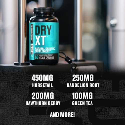 Jacked Factory Dry-XT Diuretikum Wasserpillen - Natürliches Nahrungsergänzungsmittel | Reduziert Wassereinlagerungen & Blähungen | Löwenzahnwurzelextrakt, Kalium, 7 weitere kraftvolle Inhaltsstoffe - 60 vegane Kapseln