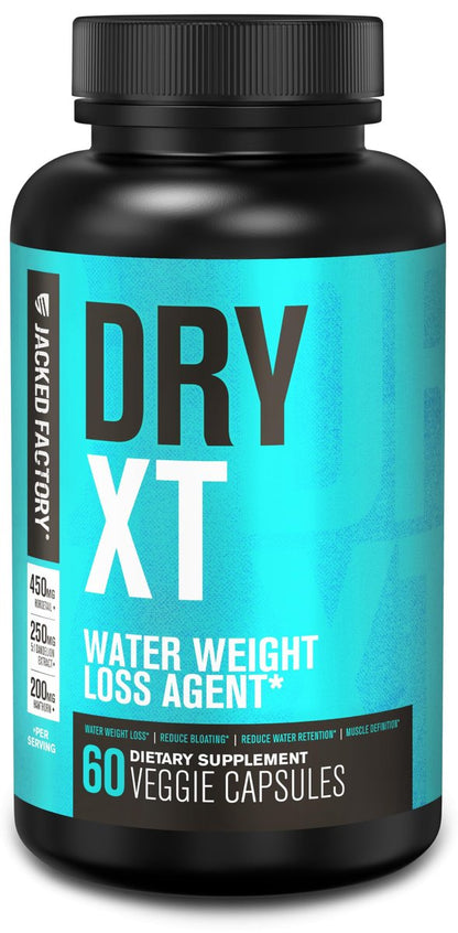 Jacked Factory Dry-XT Diuretikum Wasserpillen - Natürliches Nahrungsergänzungsmittel | Reduziert Wassereinlagerungen & Blähungen | Löwenzahnwurzelextrakt, Kalium, 7 weitere kraftvolle Inhaltsstoffe - 60 vegane Kapseln