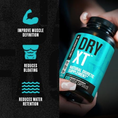Jacked Factory Dry-XT Diuretikum Wasserpillen - Natürliches Nahrungsergänzungsmittel | Reduziert Wassereinlagerungen & Blähungen | Löwenzahnwurzelextrakt, Kalium, 7 weitere kraftvolle Inhaltsstoffe - 60 vegane Kapseln