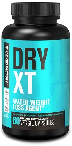 Jacked Factory Dry-XT Diuretikum Wasserpillen - Natürliches Nahrungsergänzungsmittel | Reduziert Wassereinlagerungen & Blähungen | Löwenzahnwurzelextrakt, Kalium, 7 weitere kraftvolle Inhaltsstoffe - 60 vegane Kapseln