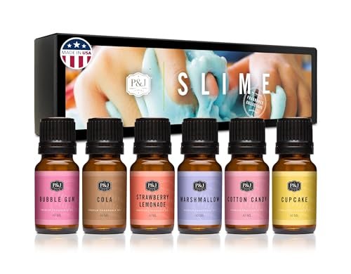 P&J Trading Duftöl Slime Set | Bubble Gum, Zuckerwatte, Cupcake, Erdbeer-Limonade, Cola, Marshmallow Kerzenduft für Kerzenherstellung, Seifenherstellung, Diffuser Öl Düfte