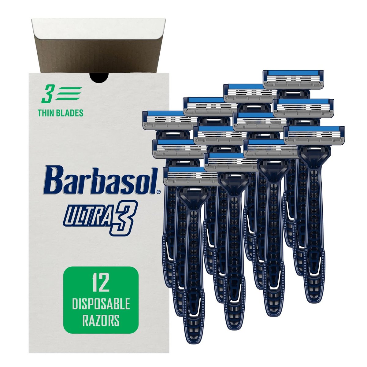 Barbasol Ultra 3 Wertpaket | Hochwertige 3-Klingen-Einwegrasierer | Glatte Rasur mit Schwenkkopf und Open-Flow-Klingen (3 Packungen/12 Rasierer insgesamt)