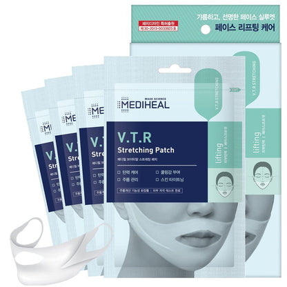 Mediheal V.T.R Stretching Patch 1 Pack (4 Stück) – Hochklebende Gesichtsstraffungs- und Liftmaske gegen Doppelkinn, Anti-Aging, strafft schlaffe Haut