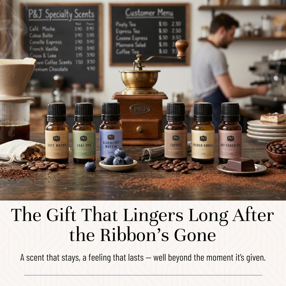 P&J Trading Duftöl-Set Coffee Shop | Kaffee, Café Mocha, Chai Tea, Heiße Schokolade, Blaubeermuffin, Französische Vanille – Kerzenduft für Kerzenherstellung, Frische-Düfte, Seifenherstellung