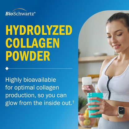 BioSchwartz Kollagenpeptide-Pulver für Frauen und Männer - Weidegefüttertes hydrolysiertes Kollagenpulver - Typ I und III mit 10 g Protein für Haar, Haut, Nägel & Gelenke - 41 Portionen - 450 g ungesüßt