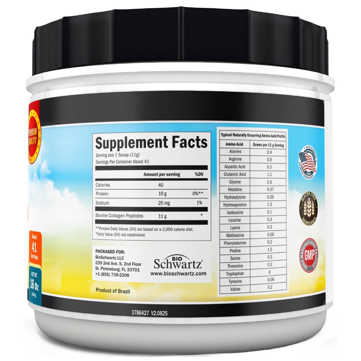 BioSchwartz Kollagenpeptide-Pulver für Frauen und Männer - Weidegefüttertes hydrolysiertes Kollagenpulver - Typ I und III mit 10 g Protein für Haar, Haut, Nägel & Gelenke - 41 Portionen - 450 g ungesüßt