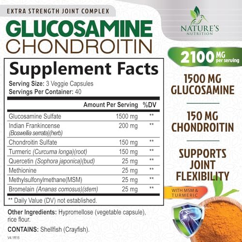Glucosamin Chondroitin MSM – Gelenkunterstützung für Beweglichkeit und Knorpelschutz für Männer und Frauen – Dreifach starke Glucosaminpräparate mit Kurkuma & Boswellia – 120 Kapseln