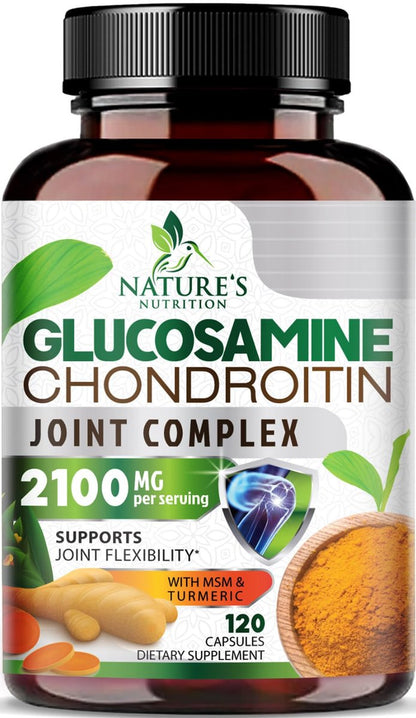 Glucosamin Chondroitin MSM – Gelenkunterstützung für Beweglichkeit und Knorpelschutz für Männer und Frauen – Dreifach starke Glucosaminpräparate mit Kurkuma & Boswellia – 120 Kapseln