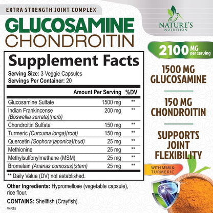 Glucosamin Chondroitin MSM – Dreifach starke Gelenkunterstützung für Mobilität und Knorpel mit Kurkuma & Boswellia – 60 Kapseln