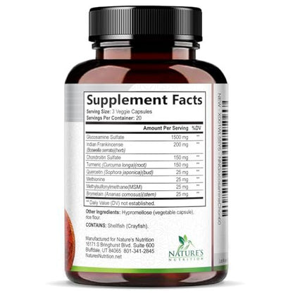 Glucosamin Chondroitin MSM – Gelenkunterstützung für Männer und Frauen – Dreifach stark mit Curcumin & Boswellia – 180 Kapseln