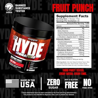 ProSupps Mr. Hyde Signature Pre Workout Pulver mit Kreatin, Beta-Alanin & Koffein – Leistung, Energie & Ausdauer – sauberes Fitness- & Gym-Supplement für Männer & Frauen (Fruchtpunsch, 30 Portionen)