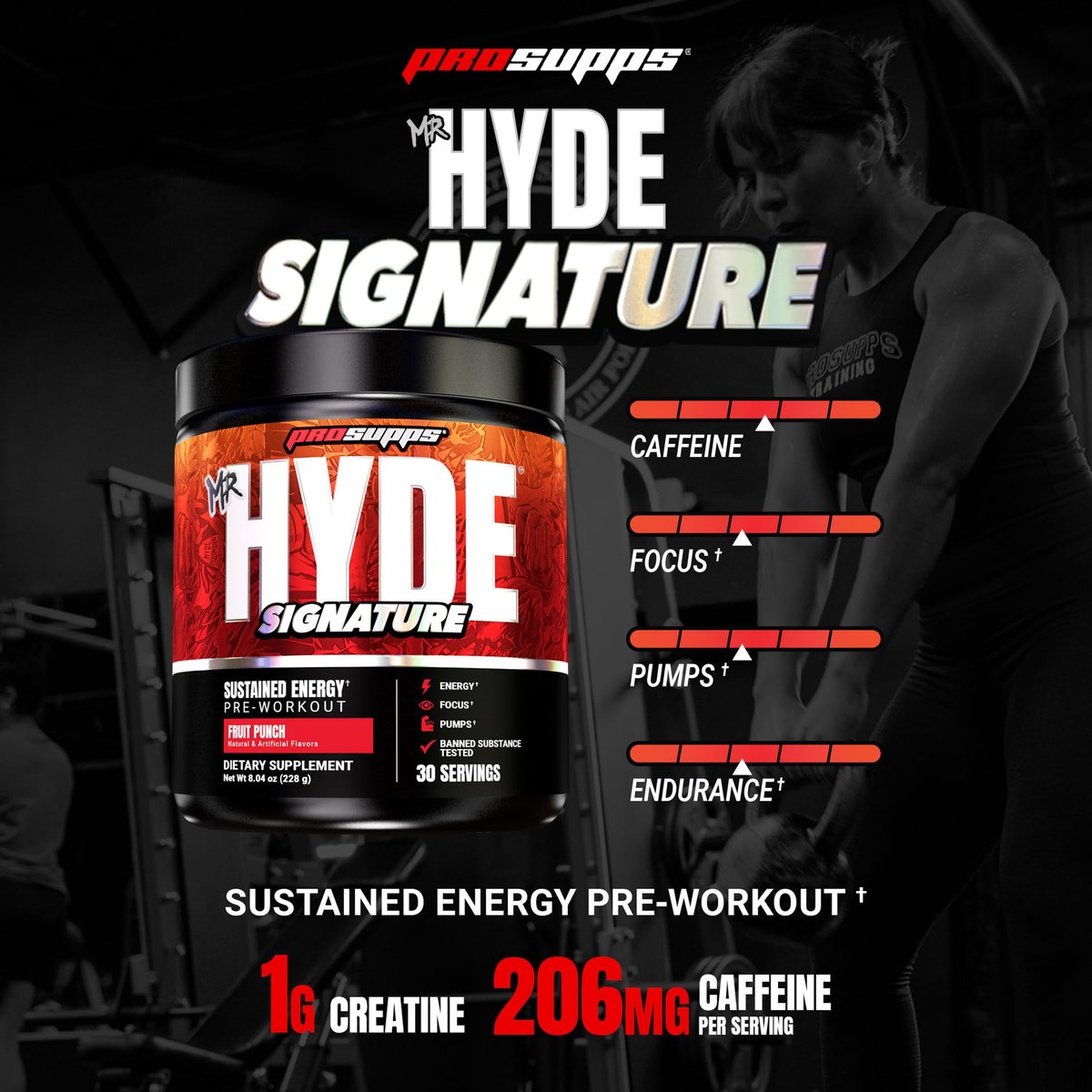 ProSupps Mr. Hyde Signature Pre Workout Pulver mit Kreatin, Beta-Alanin & Koffein – Leistung, Energie & Ausdauer – sauberes Fitness- & Gym-Supplement für Männer & Frauen (Fruchtpunsch, 30 Portionen)