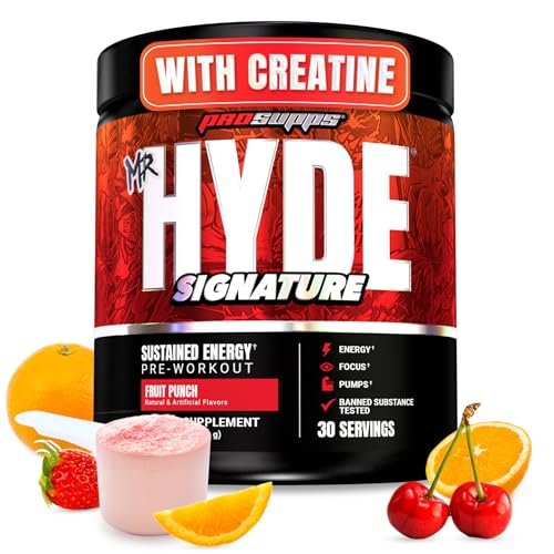 ProSupps Mr. Hyde Signature Pre Workout Pulver mit Kreatin, Beta-Alanin & Koffein – Leistung, Energie & Ausdauer – sauberes Fitness- & Gym-Supplement für Männer & Frauen (Fruchtpunsch, 30 Portionen)