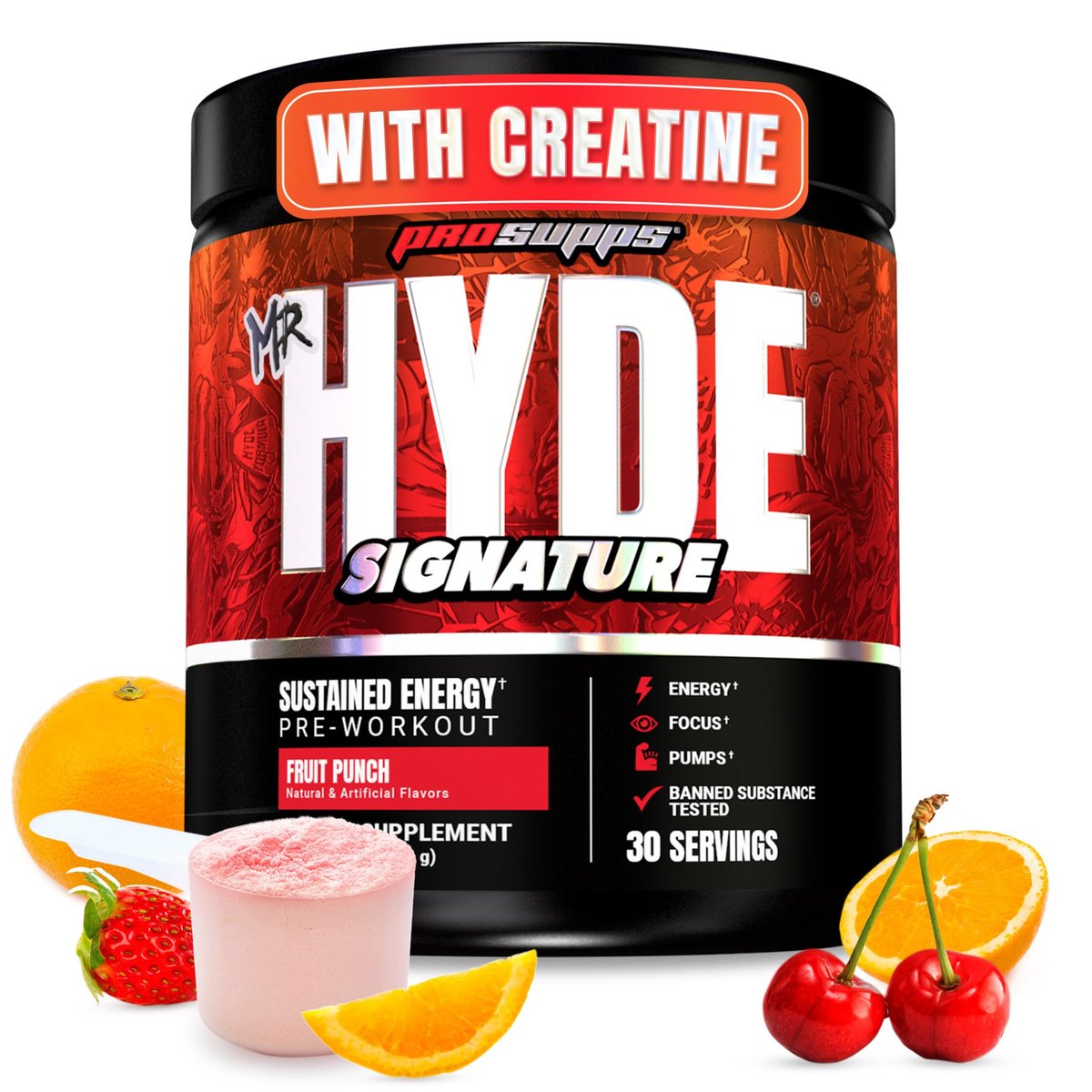 ProSupps Mr. Hyde Signature Pre Workout Pulver mit Kreatin, Beta-Alanin & Koffein – Leistung, Energie & Ausdauer – sauberes Fitness- & Gym-Supplement für Männer & Frauen (Fruchtpunsch, 30 Portionen)