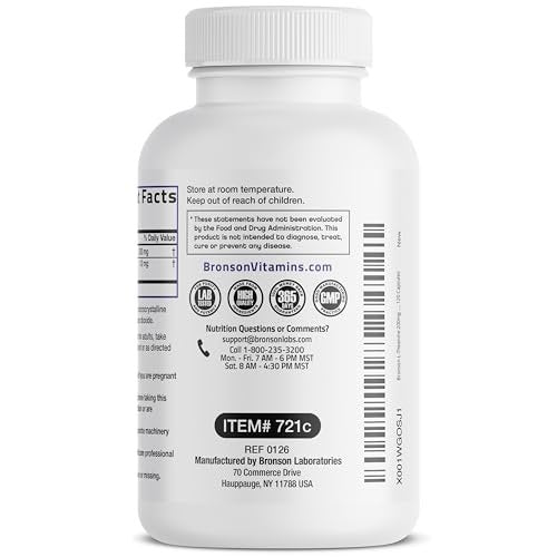 Bronson L-Theanin 200mg (Doppelte Stärke) mit Passionsblumenkraut – Stressmanagement, Nicht-GMO, Glutenfrei, Sojafrei, 120 Kapseln