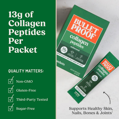 Bulletproof Unflavored Grass-Fed Collagen Peptide Pulver – 15 Portionen, für Haut, Knochen und Gelenke