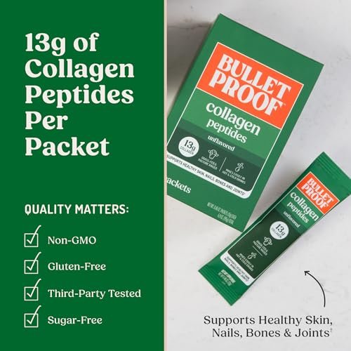 Bulletproof Unflavored Grass-Fed Collagen Peptide Pulver – 15 Portionen, für Haut, Knochen und Gelenke