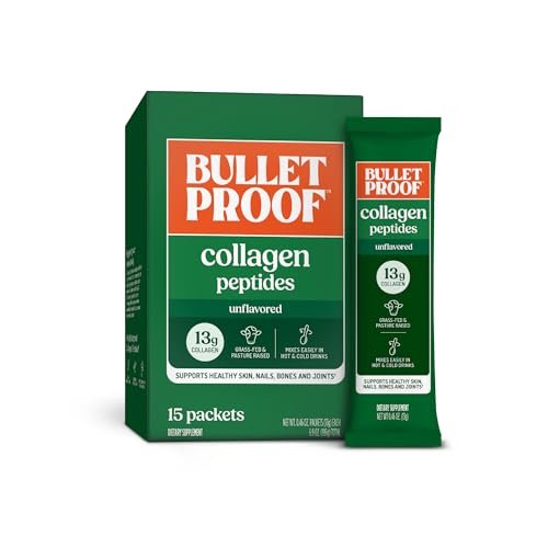 Bulletproof Unflavored Grass-Fed Collagen Peptide Pulver – 15 Portionen, für Haut, Knochen und Gelenke