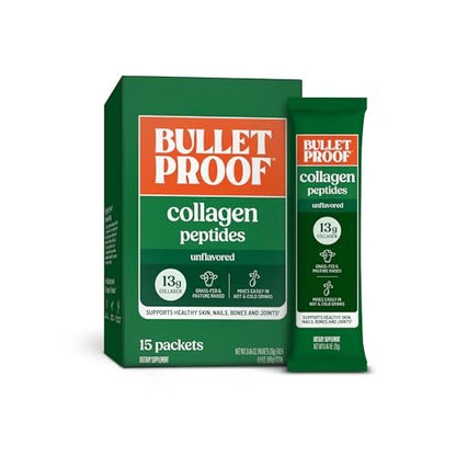 Bulletproof Unflavored Grass-Fed Collagen Peptide Pulver – 15 Portionen, für Haut, Knochen und Gelenke