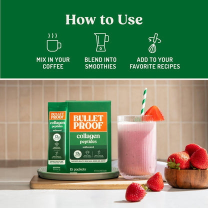 Bulletproof Unflavored Grass-Fed Collagen Peptide Pulver – 15 Portionen, für Haut, Knochen und Gelenke