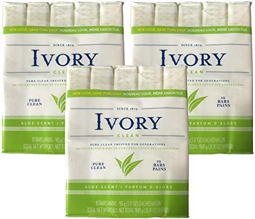 Ivory Seifen, Pure Clean, 90 g Riegel, 10 Stück, 3er-Pack (30 Riegel insgesamt)