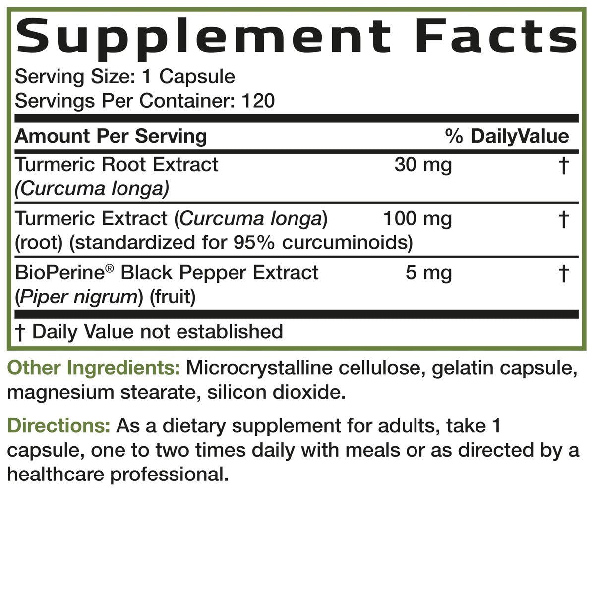 Bronson Kurkuma Curcumin mit BioPerin – Hochdosiertes Premium-Gelenkunterstützung mit 95% standardisierten Curcuminoiden – Non-GMO Kapseln mit schwarzem Pfeffer – 120 Stück
