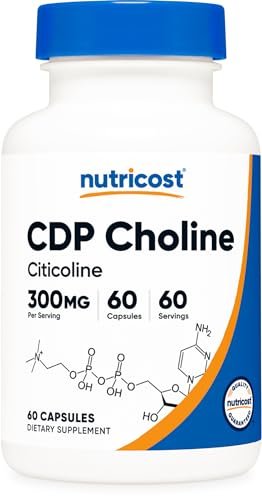 Nutricost CDP Cholin (Citicolin) 300mg, 60 vegane Kapseln – Non-GMO, veganfreundlich, glutenfrei