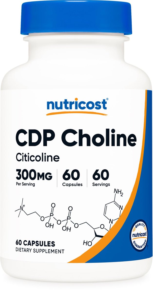 Nutricost CDP Cholin (Citicolin) 300mg, 60 vegane Kapseln – Non-GMO, veganfreundlich, glutenfrei