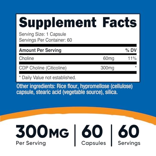 Nutricost CDP Cholin (Citicolin) 300mg, 60 vegane Kapseln – Non-GMO, veganfreundlich, glutenfrei