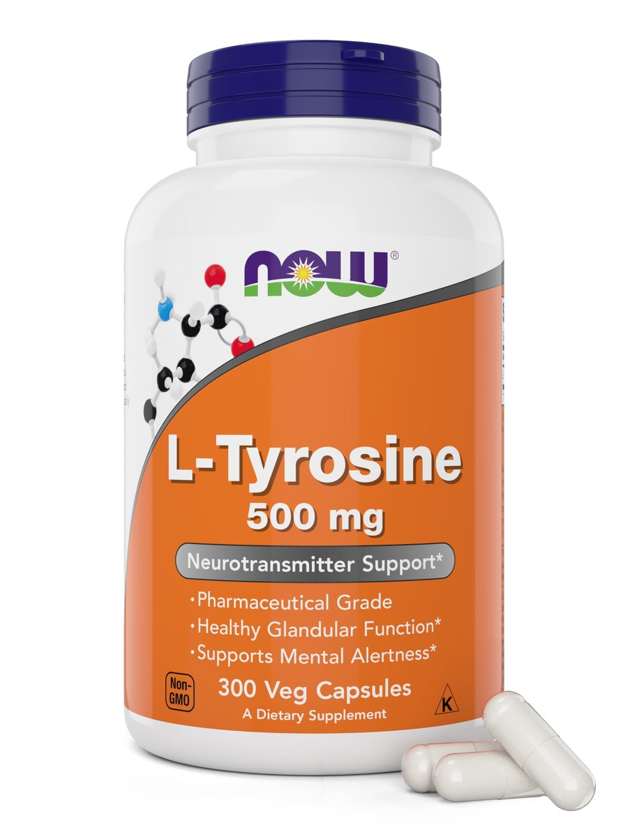 Now Foods L-Tyrosin 500 mg, 300 Kapseln – Nicht-GVO – Unterstützt geistige Wachsamkeit – Freiform-Supplement