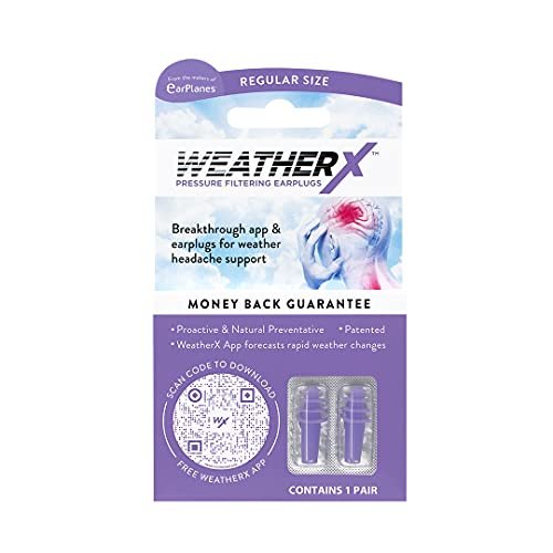 WeatherX Kopfschmerz-Prävention – Druckfilternder Ohrstöpsel für Wetterdruckänderungen, inkl. kostenloser Warn-App (Einzelpackung, regulär)