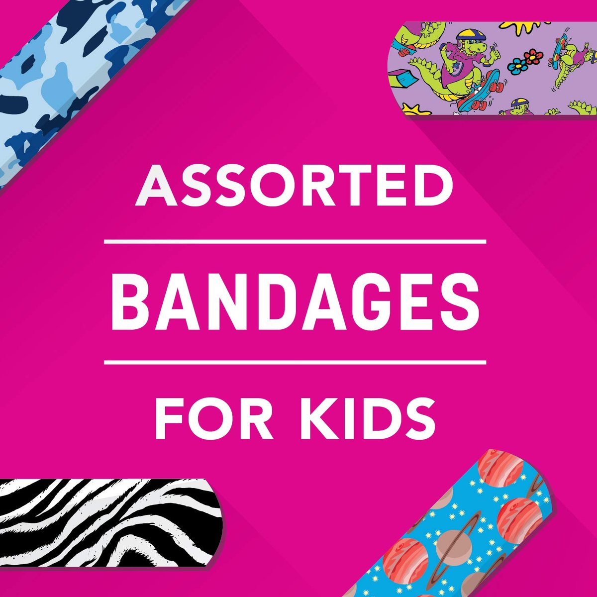 Ouch Essentials Kiddo Care Kinderpflaster, bunte Motive, 200 Stück