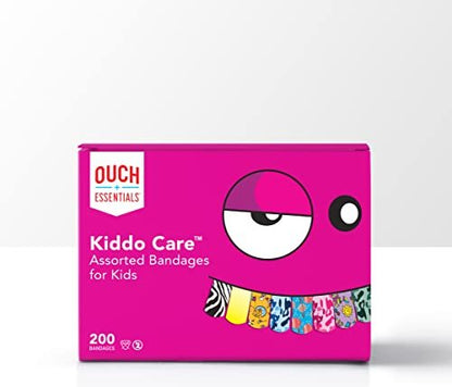 Ouch Essentials Kiddo Care Kinderpflaster, bunte Motive, 200 Stück