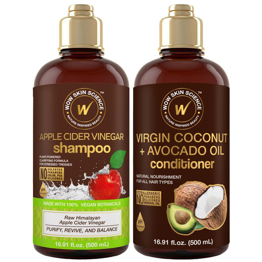 WOW Skin Science Apfelessig Shampoo & Kokosnuss + Avocado Öl Conditioner Duo 16,9 oz