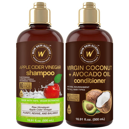 WOW Skin Science Apfelessig Shampoo & Kokosnuss + Avocado Öl Conditioner Duo 16,9 oz