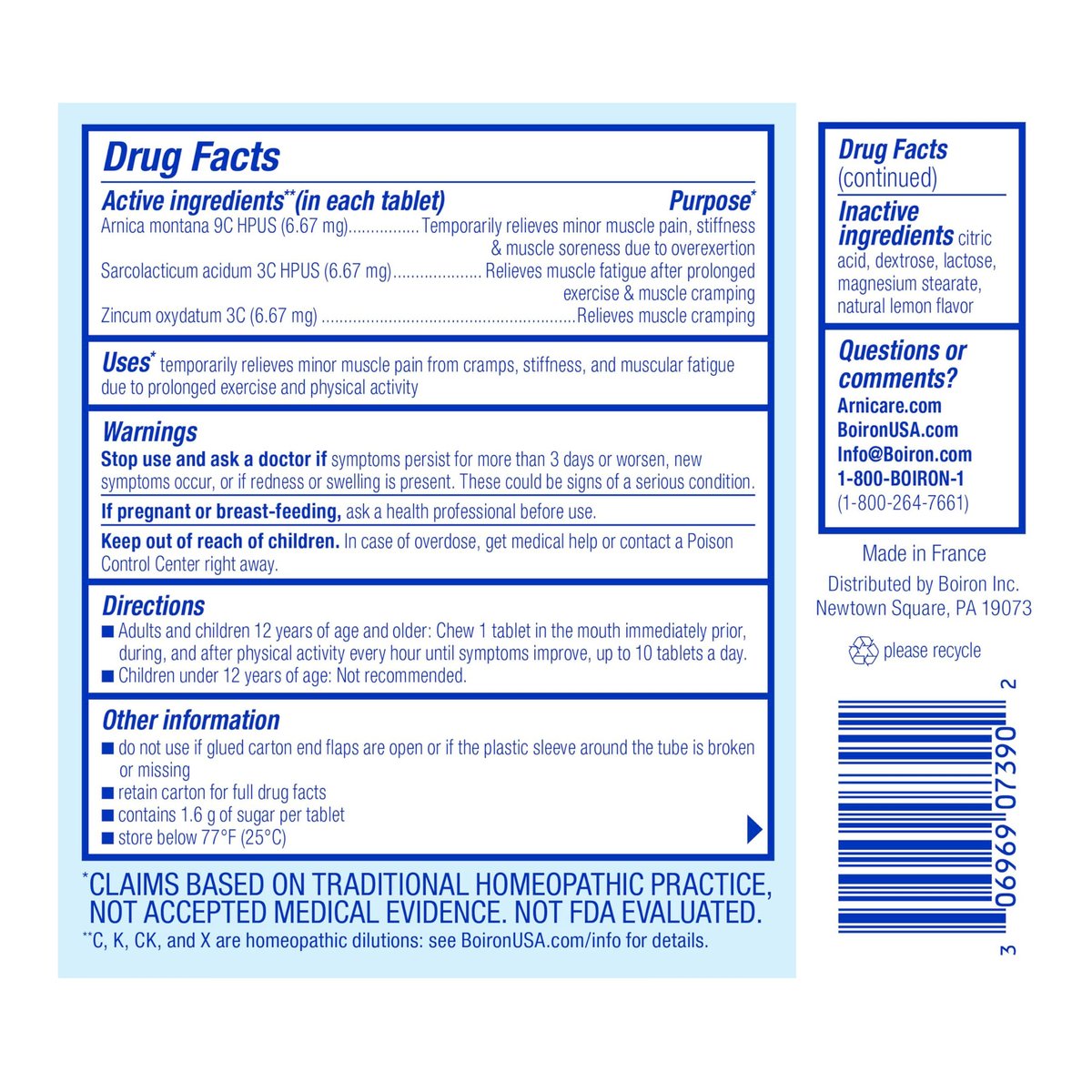 Boiron Arnicare Beinkrämpfe – Tag & Nacht Linderung bei Krämpfen und Steifheit in Füßen oder Waden – 33 Tabletten