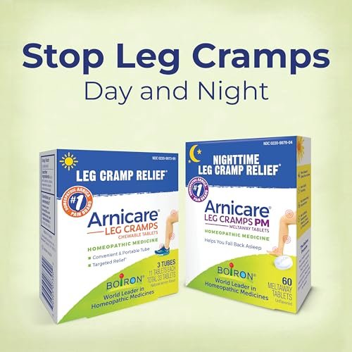 Boiron Arnicare Beinkrämpfe – Tag & Nacht Linderung bei Krämpfen und Steifheit in Füßen oder Waden – 33 Tabletten