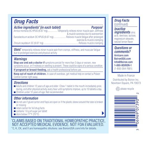 Boiron Arnicare Beinkrämpfe – Tag & Nacht Linderung bei Krämpfen und Steifheit in Füßen oder Waden – 33 Tabletten