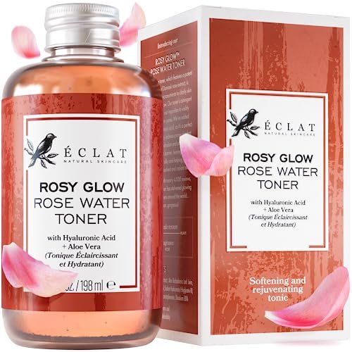 Eclat Skincare Rosenwasser Gesichtswasser – Feuchtigkeitsspendendes Gesichtswasser mit Hyaluronsäure & Aloe Vera – Alkoholfrei & Hautberuhigend – Erfrischend & Ausgleichend