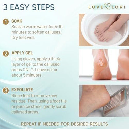LOVE, LORI Hornhautentferner für die Füße (Extra Stärke) – Fuß-Hornhautentferner-Gel – Pediküre-Werkzeug für Fußpeeling – Fußpflege-Spa-Essentials, 177 ml