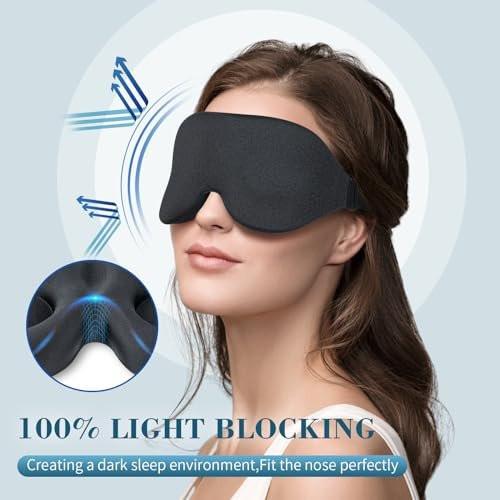 ZGGCD Schlafmaske für Seitenschläfer – Lichtblockierende 3D-Kontur-Augenmaske mit Memory-Schaum, verstellbarem Band für Männer und Frauen, Schwarz