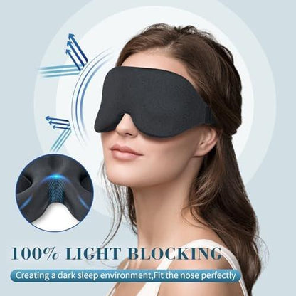 ZGGCD Schlafmaske für Seitenschläfer – Lichtblockierende 3D-Kontur-Augenmaske mit Memory-Schaum, verstellbarem Band für Männer und Frauen, Schwarz