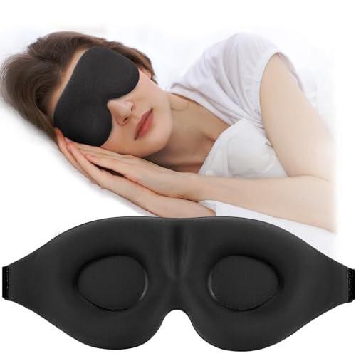 ZGGCD Schlafmaske für Seitenschläfer – Lichtblockierende 3D-Kontur-Augenmaske mit Memory-Schaum, verstellbarem Band für Männer und Frauen, Schwarz